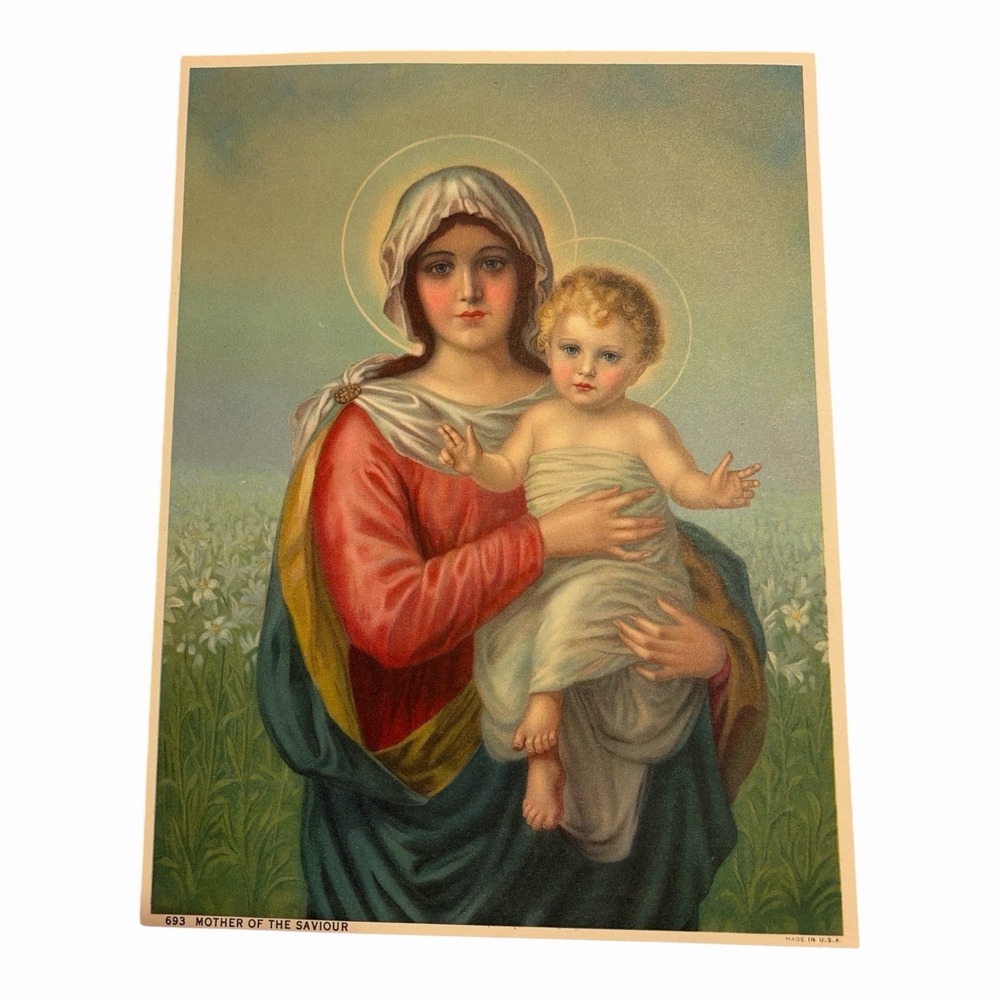 Mother of the Saviour Christian Religious Print, Virgin Mary & Child #693 6x8